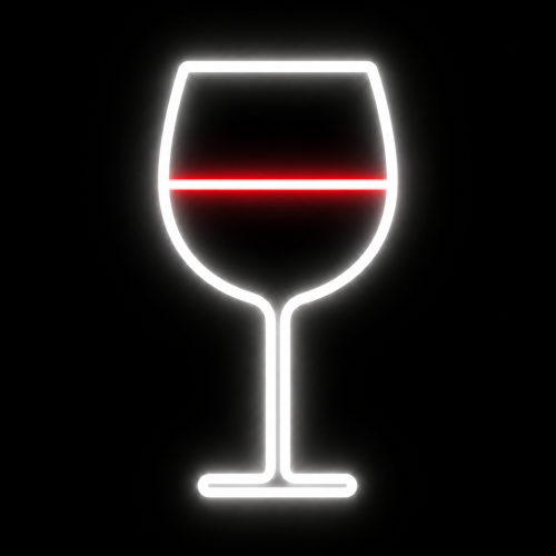 super neony neon kieliszek wina