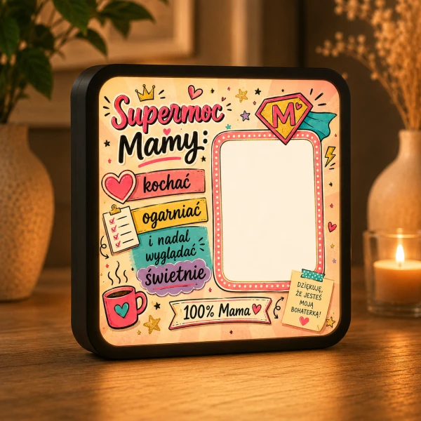 LUMIBOX dekoracyjny, pomysł na prezent, lampka dekoracyjna led z własnym wzorem zdjęciem napisem