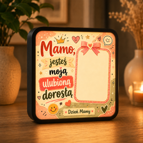 LUMIBOX dekoracyjny, pomysł na prezent, lampka dekoracyjna led z własnym wzorem zdjęciem napisem