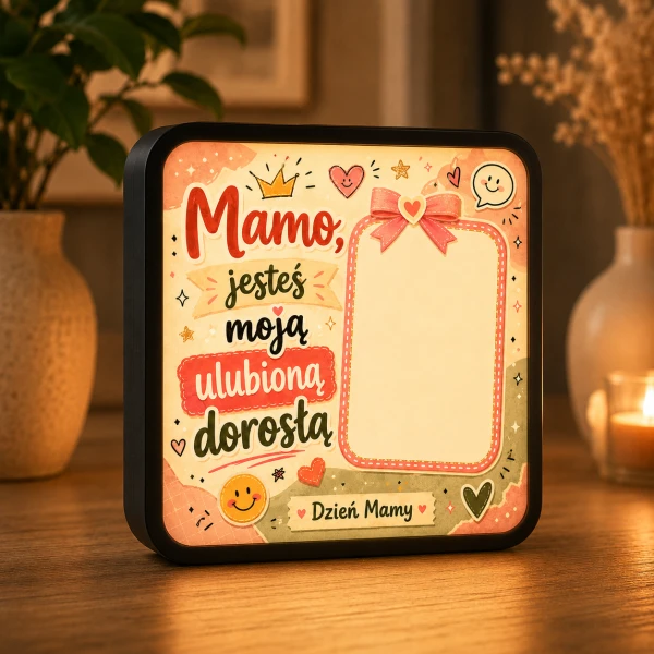 LUMIBOX dekoracyjny, pomysł na prezent, lampka dekoracyjna led z własnym wzorem zdjęciem napisem